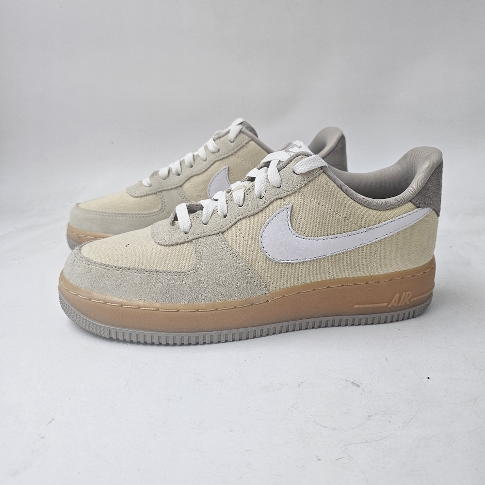 Nike Air Force 1 07 Light Khaki White Gum Womens 8.5 Suede Canvas HV4306 Sneaker - Picture 10 of 12
